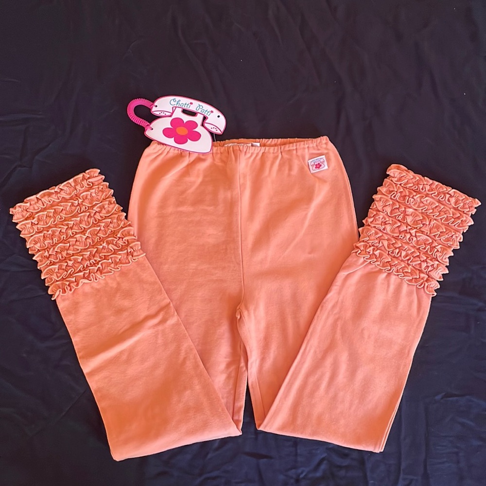 CHATTI PATTI Orange Ruffle Leggings, NWT